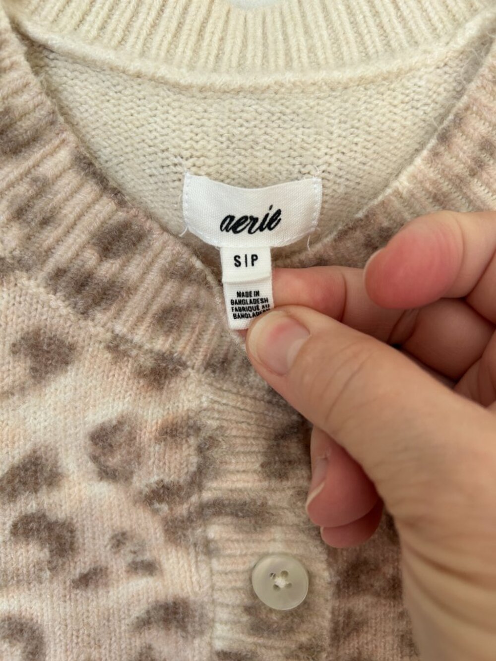 Aerie Softest Classic Leopard Print Button Front Cardigan - Beige/Brown - Size S - Picture 5 of 14